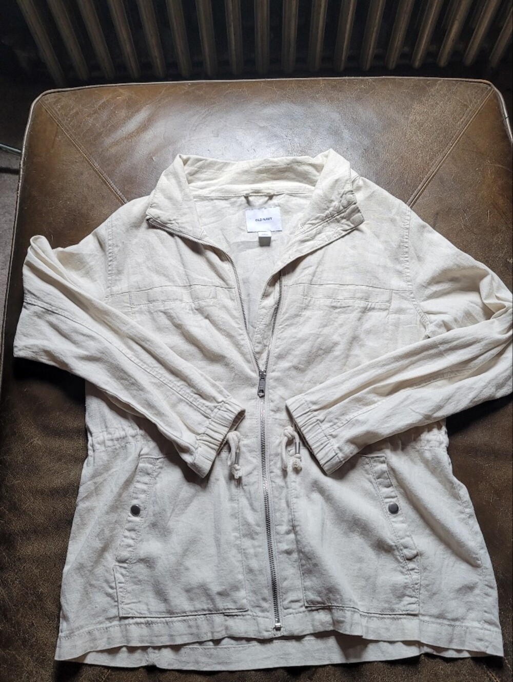 Old Navy Cream Zip-Front Utility Jacket